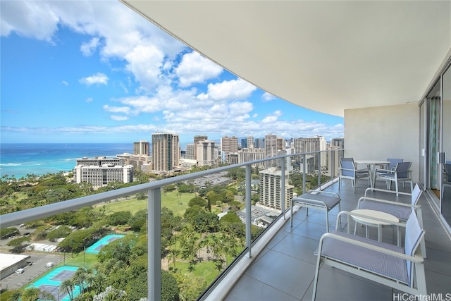 balcony with a water view