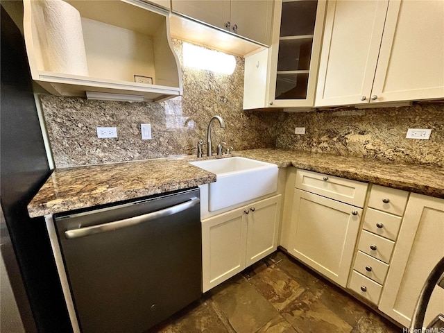 2215 Aloha Dr Unit 701, Honolulu, HI 96815 - kitchen featuring dishwasher, open shelves, decorative backsplash, and a sink
