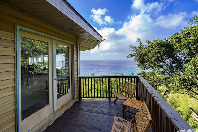 deck with a water view