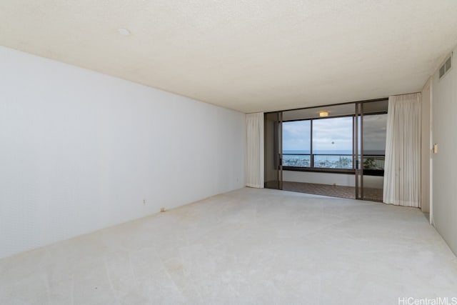 unfurnished room featuring a textured ceiling and carpet flooring