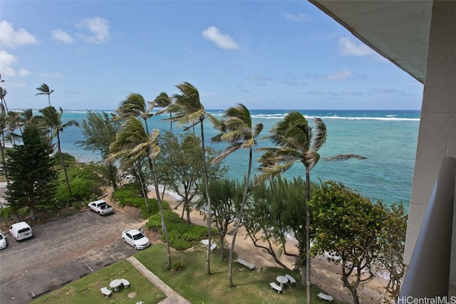 view of water feature featuring a view of the beach