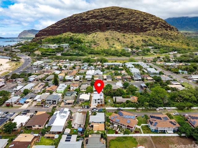 drone / aerial view with a mountain view