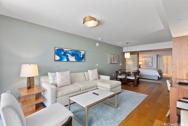 living room with hardwood / wood-style floors