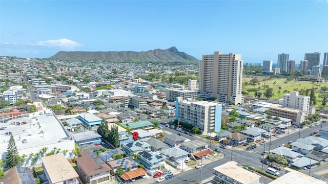 aerial view with a mountain view