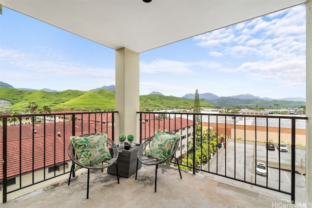 balcony with a mountain view