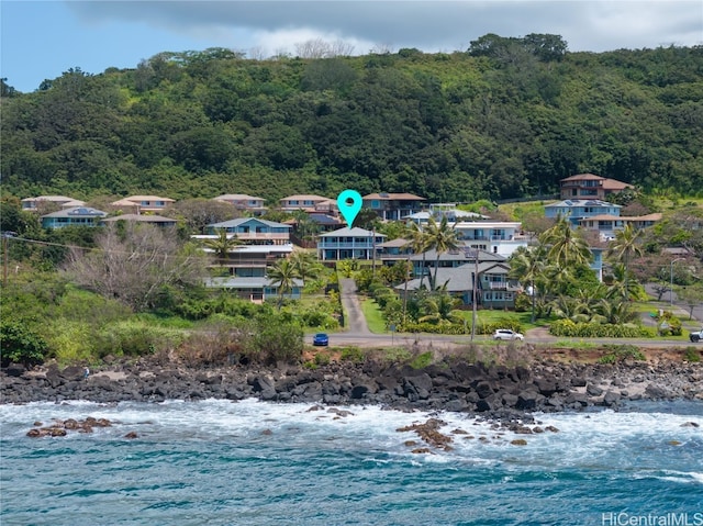 exterior space featuring a water view