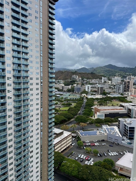 exterior space with a mountain view