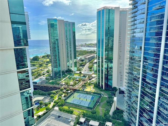 view of city with a water view