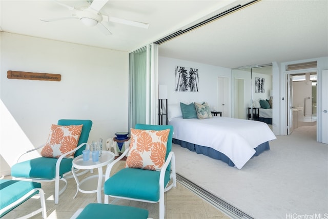 bedroom featuring a closet and ceiling fan