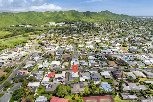 bird's eye view featuring a mountain view