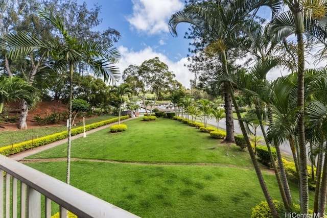 view of home's community with a lawn