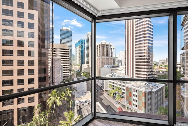 balcony with a view of city