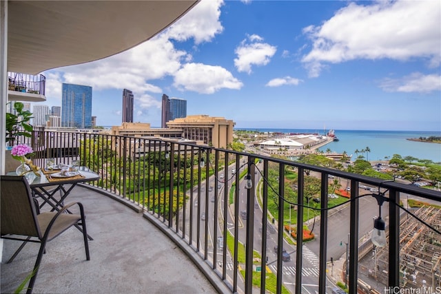 balcony with a water view