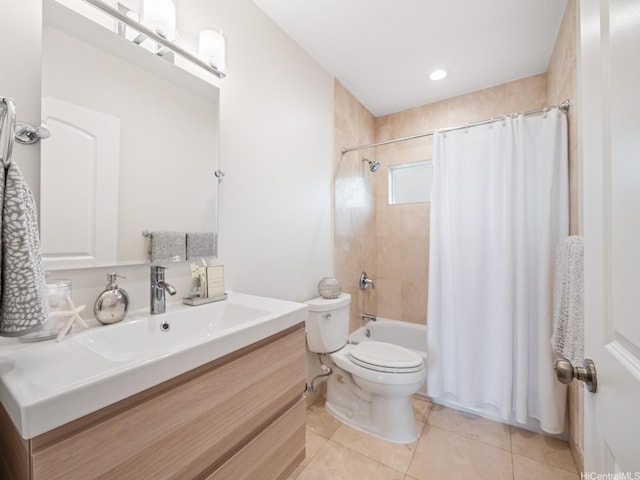 59-355 Ke Nui Rd, Haleiwa, HI 96712 - full bath with vanity, shower / tub combo with curtain, toilet, and tile patterned flooring