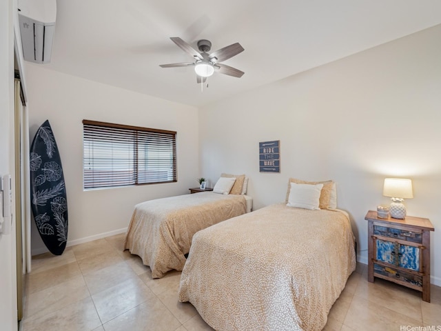 59-355 Ke Nui Rd, Haleiwa, HI 96712 - bedroom with light tile patterned flooring, baseboards, and ceiling fan