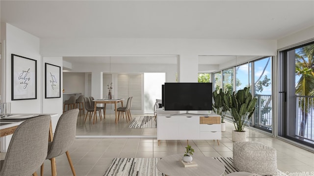 view of tiled living room