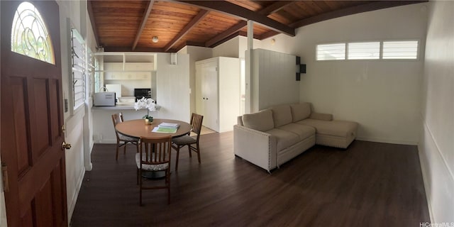 1629 Kino St Unit F, Honolulu, HI 96819 - living room featuring wood ceiling, plenty of natural light, and dark wood finished floors
