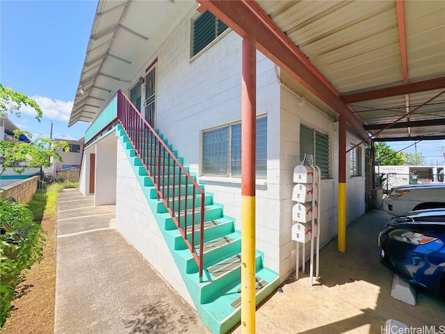 view of side of home with a garage