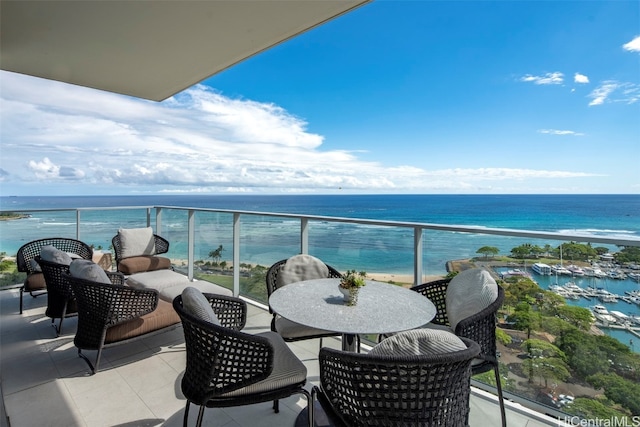 balcony with a water view