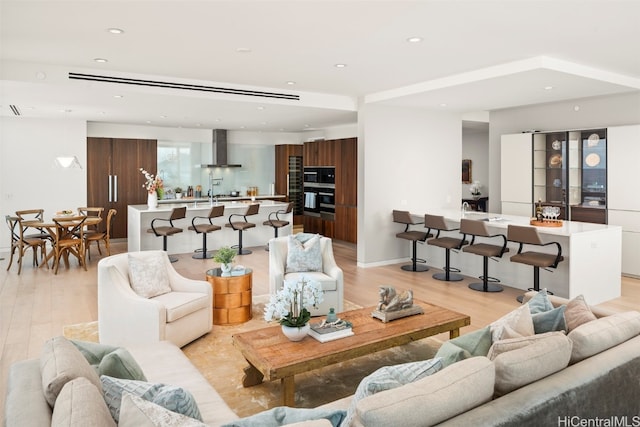 living room featuring light hardwood / wood-style floors