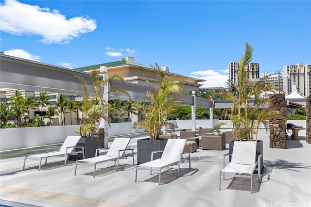 view of patio featuring an outdoor living space