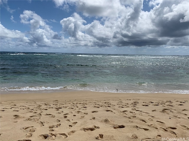 property view of water with a beach view