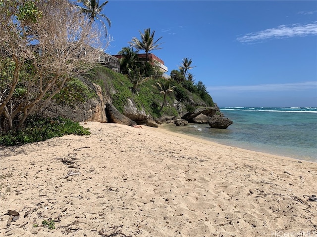 view of water feature featuring a beach view