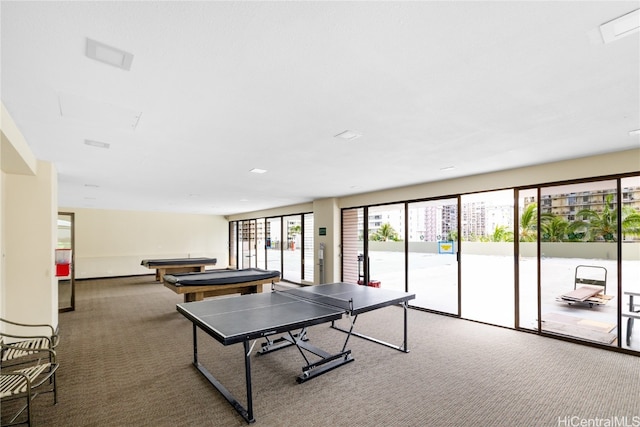 recreation room featuring carpet floors