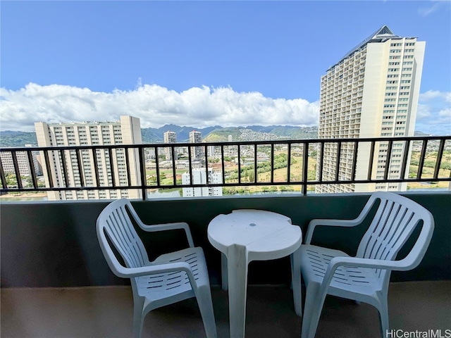 balcony with a mountain view