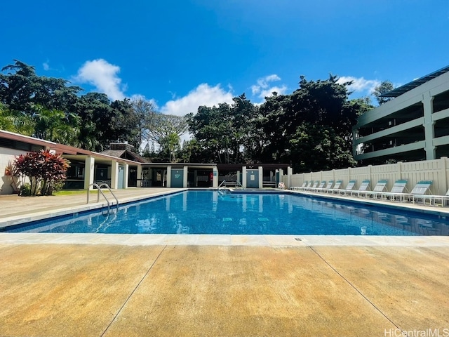 view of pool featuring a patio