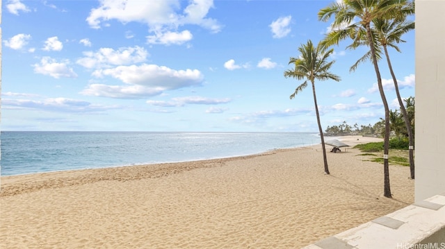 view of water feature featuring a view of the beach