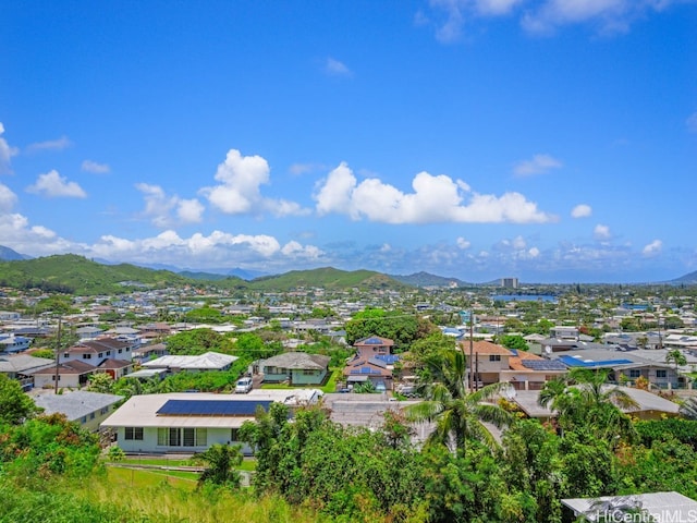 birds eye view of property featuring a mountain view