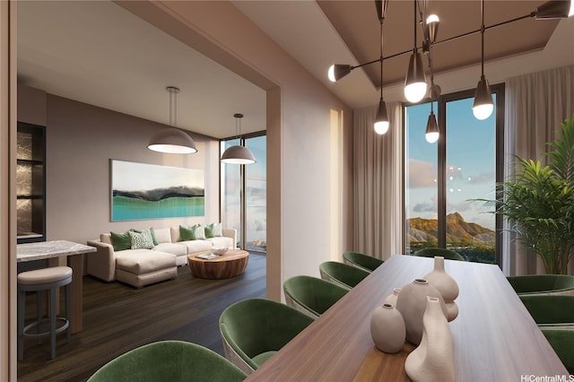 interior space with dark wood-style floors