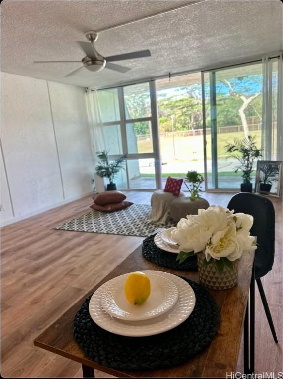 sunroom / solarium featuring ceiling fan