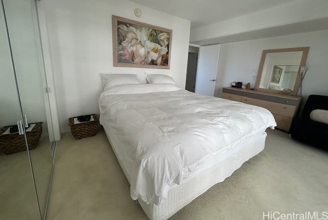 carpeted bedroom featuring a closet