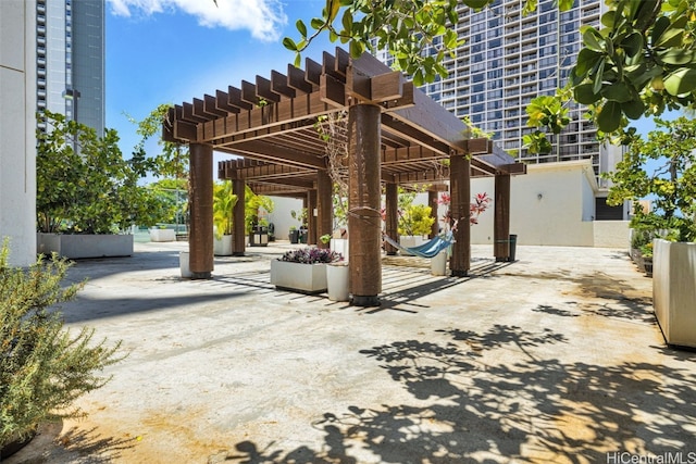 view of patio / terrace featuring a pergola