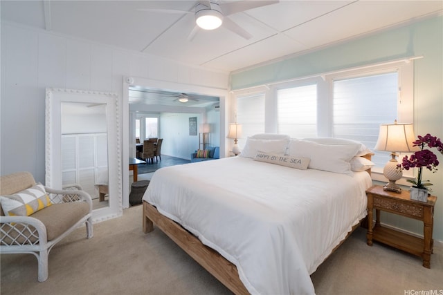 1276 Mokulua Dr, Kailua, HI 96734 - bedroom featuring light colored carpet and ceiling fan