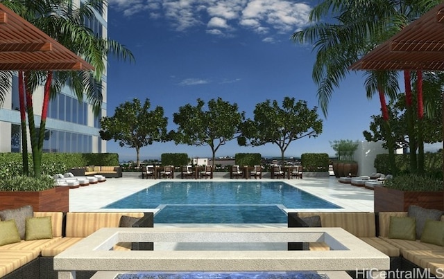 view of pool featuring a patio area and an outdoor hangout area