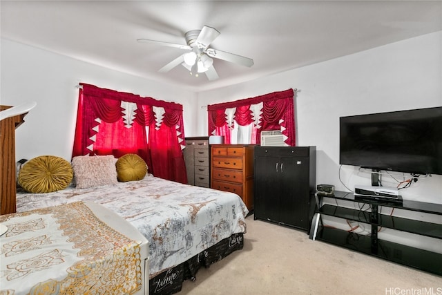 bedroom featuring carpet flooring and ceiling fan