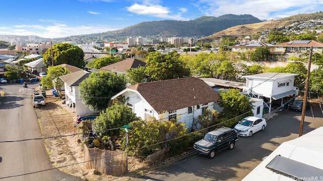 aerial view with a mountain view