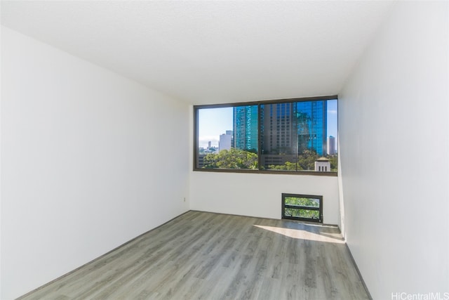 unfurnished living room with light wood-type flooring