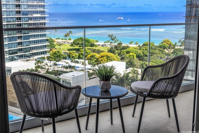 balcony with a water view