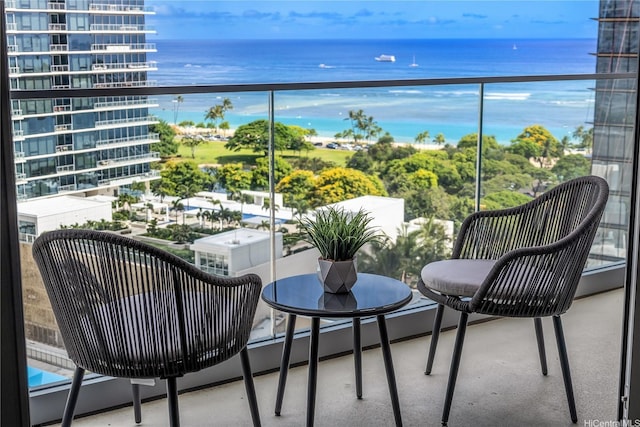 balcony with a water view