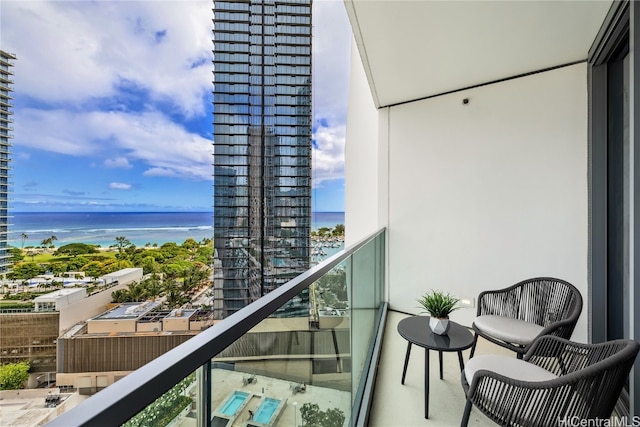 balcony with a water view