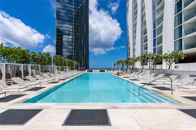 pool featuring a patio area