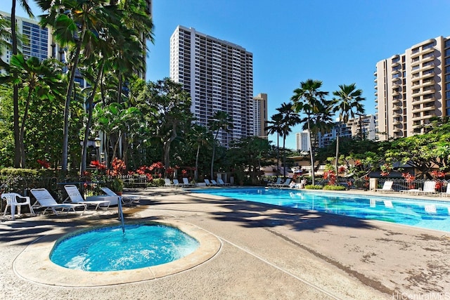 view of pool featuring a patio area