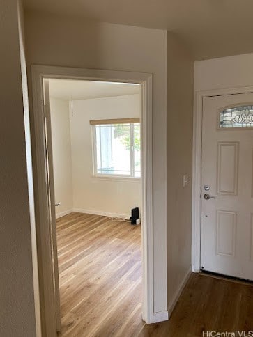 interior space with hardwood / wood-style flooring