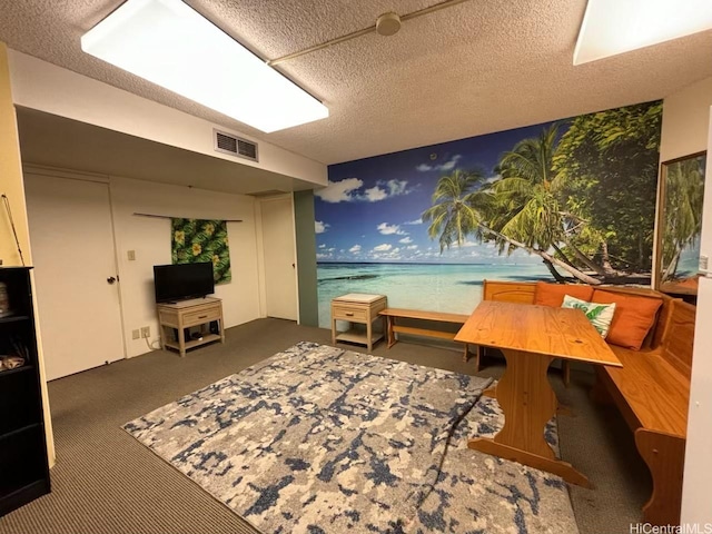 1088 Bishop St Unit 704, Honolulu, HI 96813 - carpeted home office featuring wallpapered walls and a textured ceiling