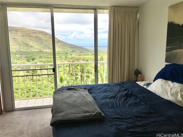 carpeted bedroom featuring multiple windows