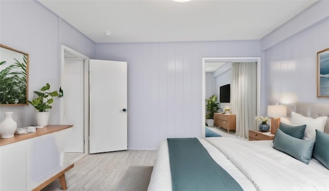 bedroom with light wood-type flooring